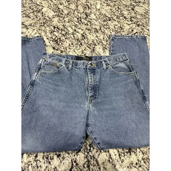 Wrangler Jeans Mens 35x30 Blue Denim George Straight Cowboy Cut Original Fit - Picture 5 of 9
